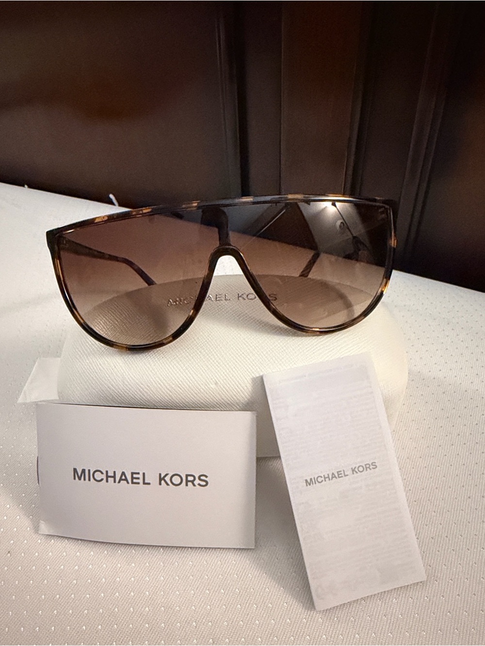 Michael Kors Tortoiseshell Shield Sunglasses - Brown Gradient Lenses